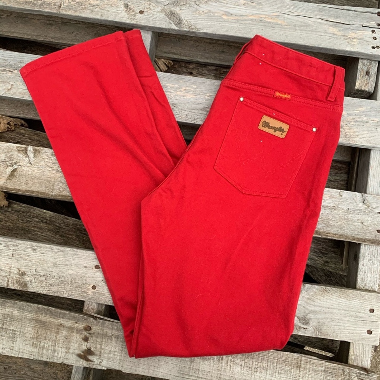 Vintage 90s 18mwz Wrangler Jeans Red Taper Ankle High Rise Wedgie 13/14x34